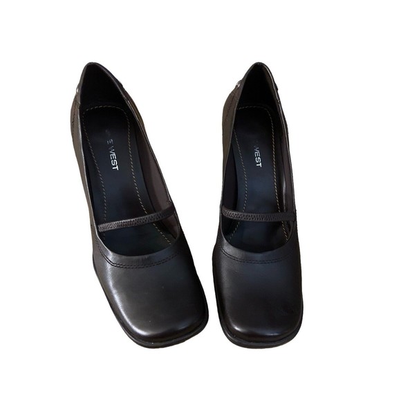 Nine West Women’s Brown Leather Avena Heels Size 7.5 - Picture 1 of 7